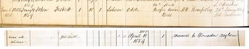 John Foskett readmitted to Bedford Asylum 1859